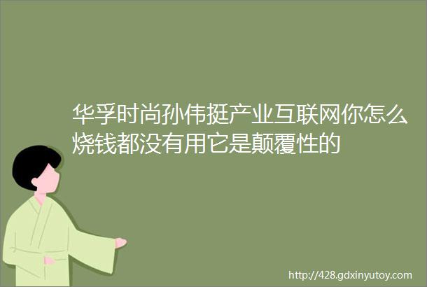 华孚时尚孙伟挺产业互联网你怎么烧钱都没有用它是颠覆性的